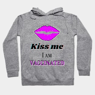 Kiss me, I am vaccinated in black and light purple Hoodie